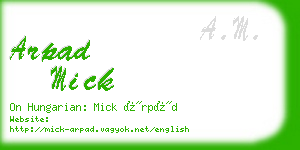 arpad mick business card